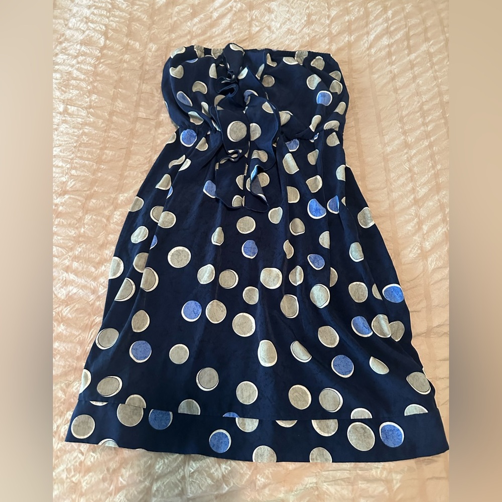 Strapless Navy Print-Banana Republic Size 2 strapless dress-elastic waist & top